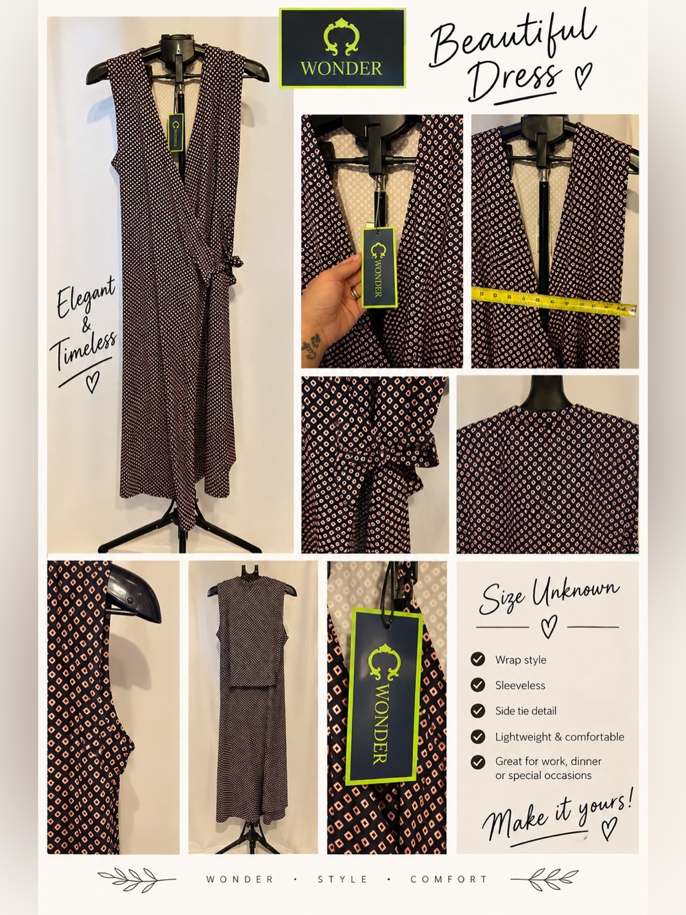 C. Wonder Geometric Print Sleeveless Wrap Dress